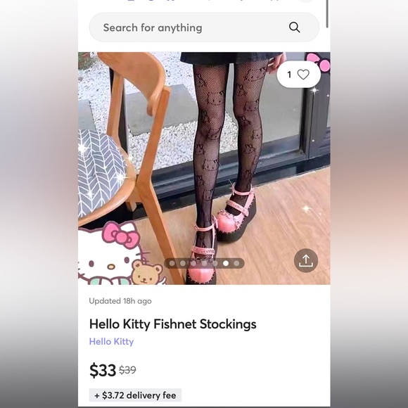 Hello Kitty O/S Fishnet Tights 🖤💖🥰 - Picture 9 of 9